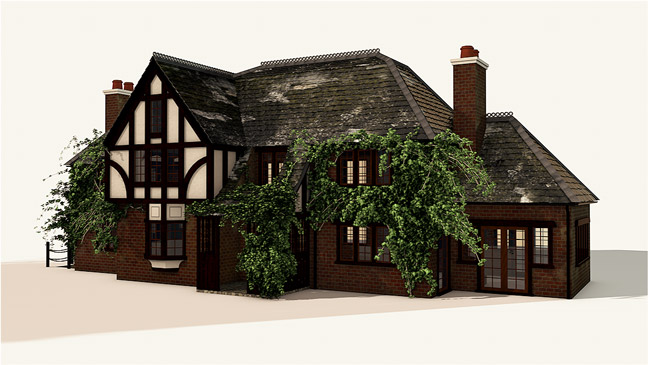Free-C4D-3D-Model-Spach-Alspaugh-Cottage-House