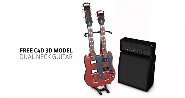 Free-C4D-3D-Model-Dual-Neck-Guitar