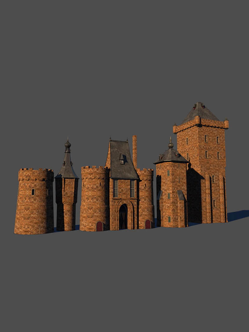 Free Cinema 4D 3D Model Castle Brick Medieval
