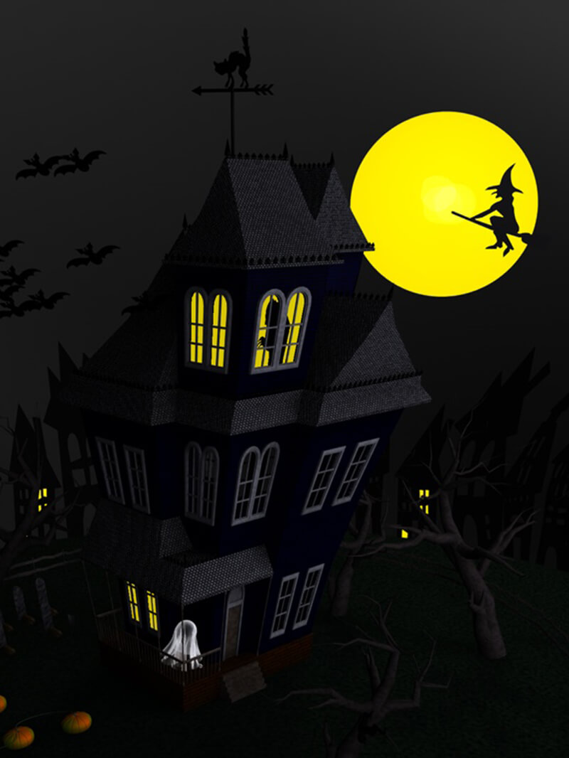 Free Cinema 4D 3D Model Haunted Witch House