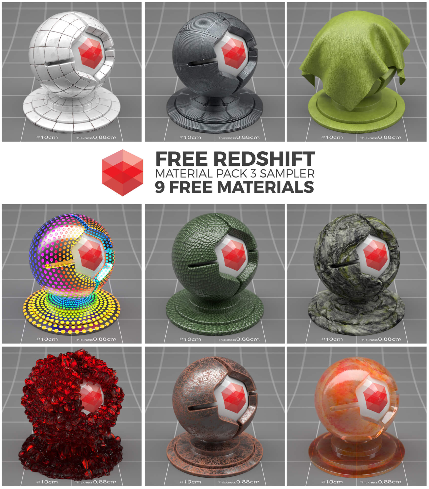 Redshift Cinema 4D Material Pack Free