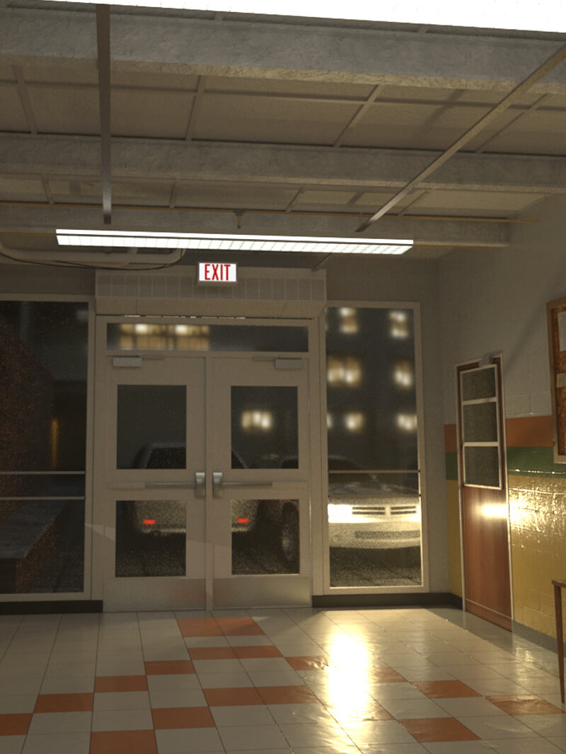 Free Cinema 4D 3D Model: Arnold Old School Hallway Scene