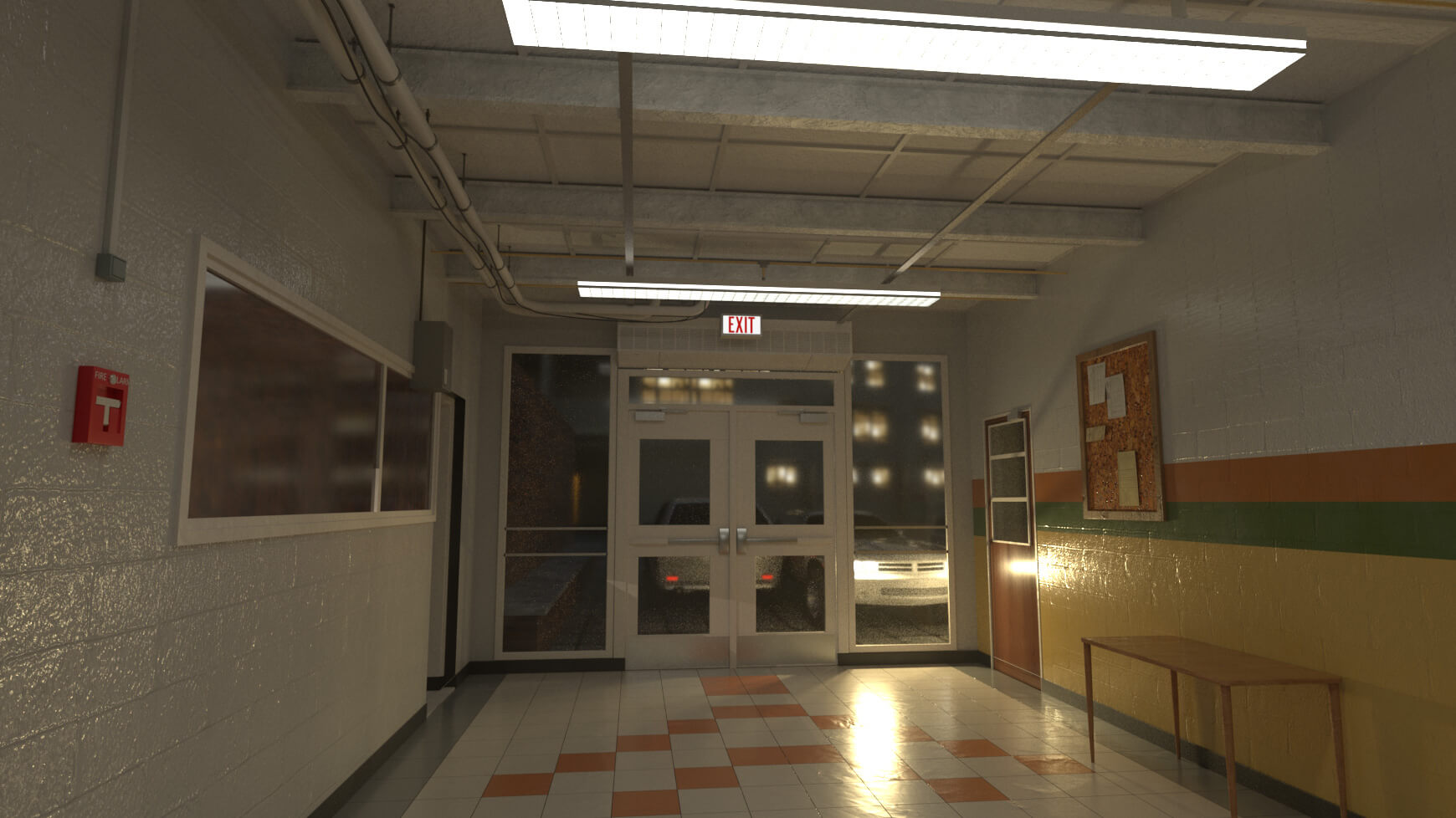 Free Cinema 4D 3D Model: Arnold Old School Hallway Scene