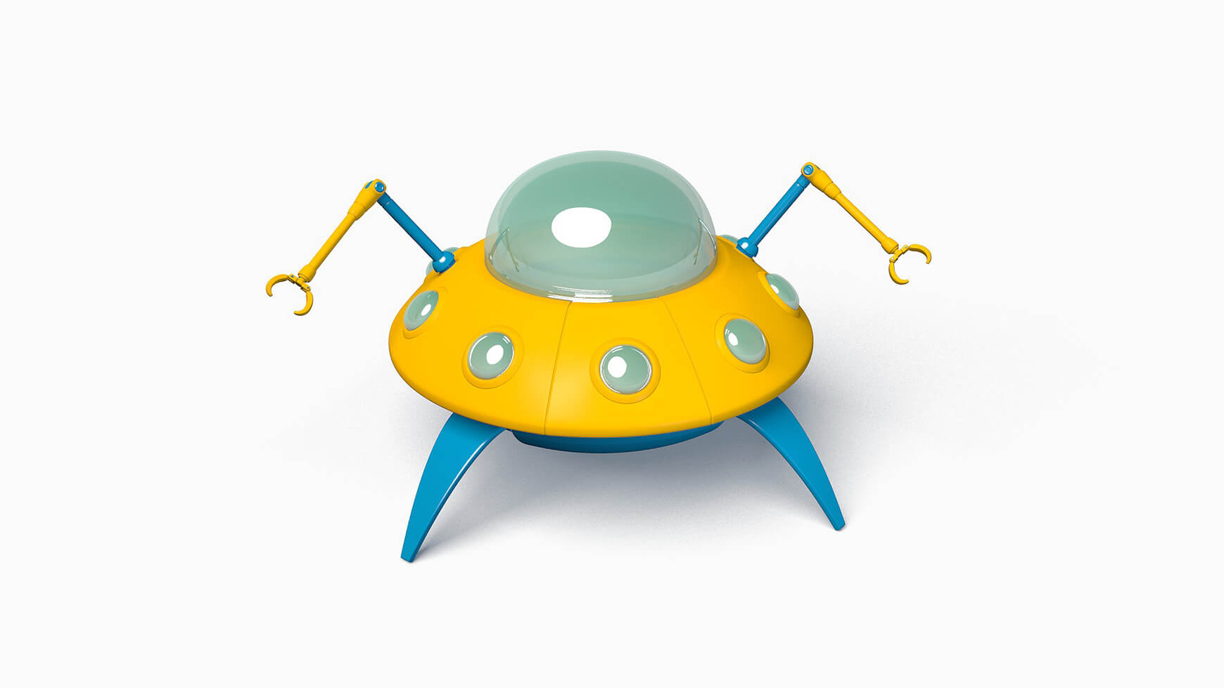 Free Cinema 4D 3D Model Cartoon UFO Spacecraft