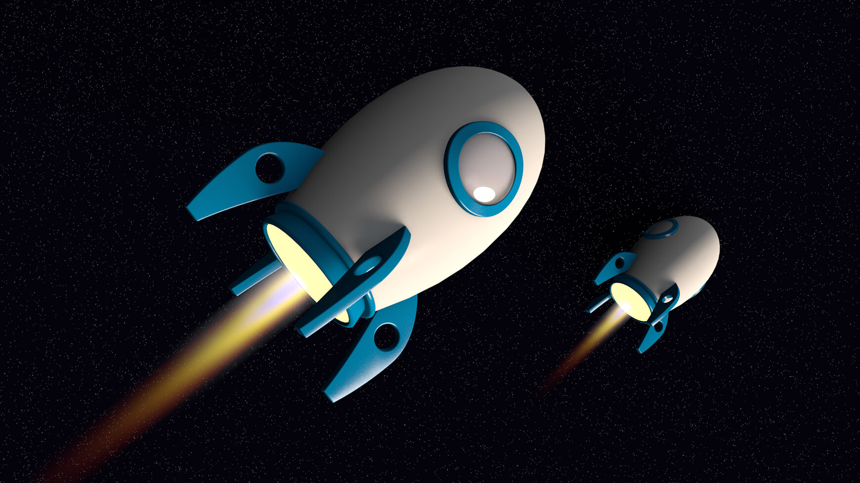 Cinema 4D 3D Model Rocket Ship Cartoon