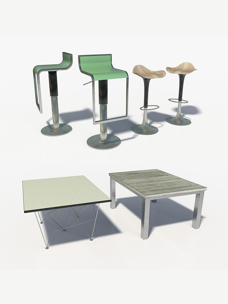 Free Cinema 4D 3D Model Furniture Pack Chairs and Tables