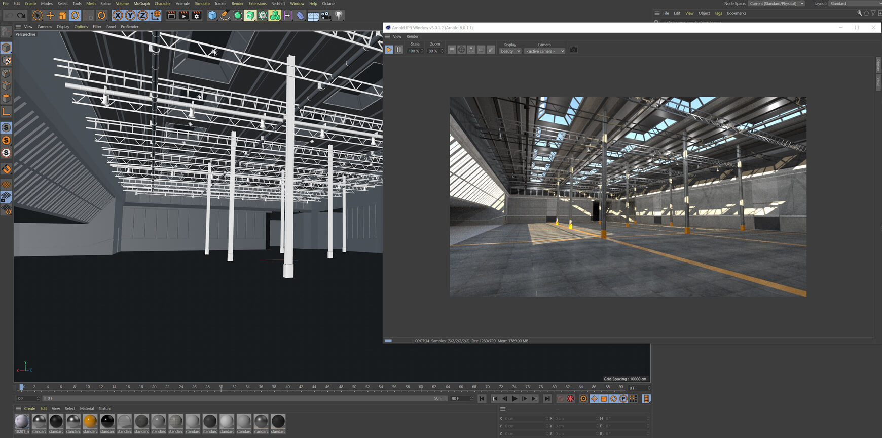 Free Cinema 4D 3D Model Empty Interior Expo Warehouse