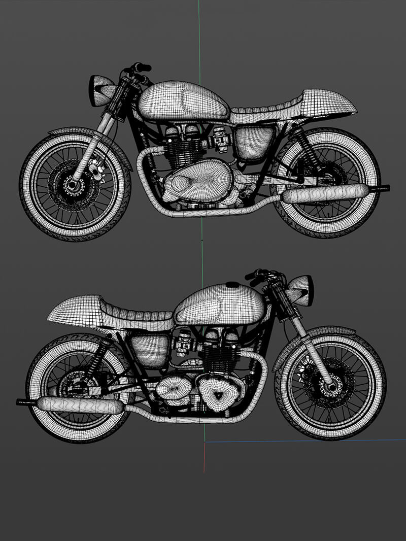 Free Cinema 4D 3D Model Triumph Bonneville Cafe Racer Motorcycle Bike