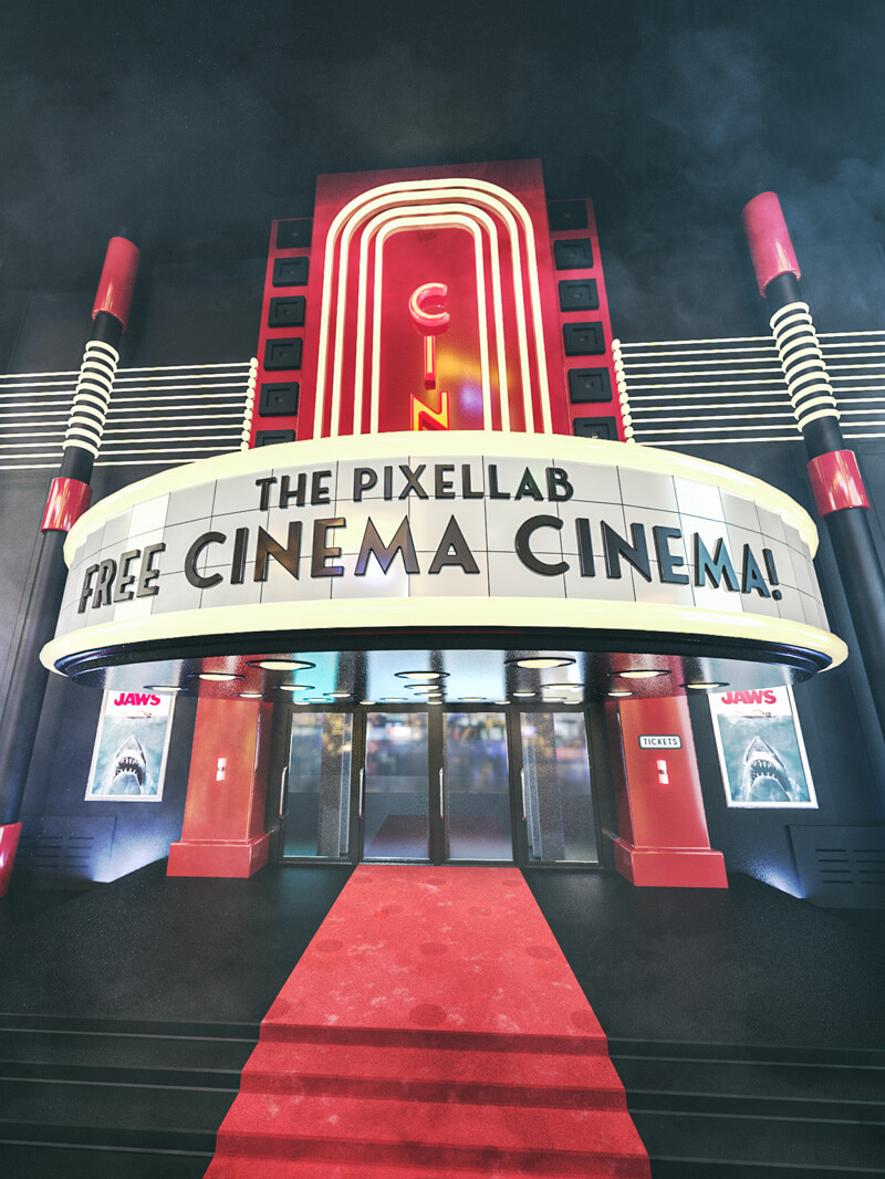 Free Cinema 4D 3D Model Movie Theater
