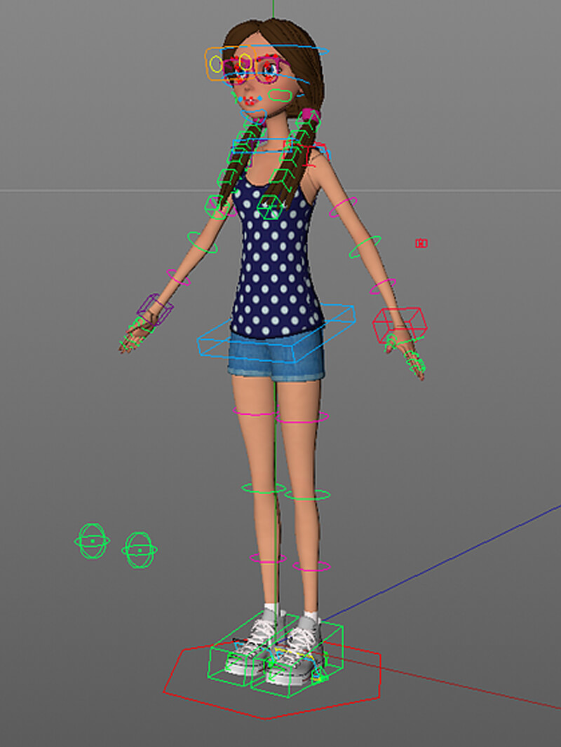 Free Cinema 4D 3D Model Girl Rigged Character Animation