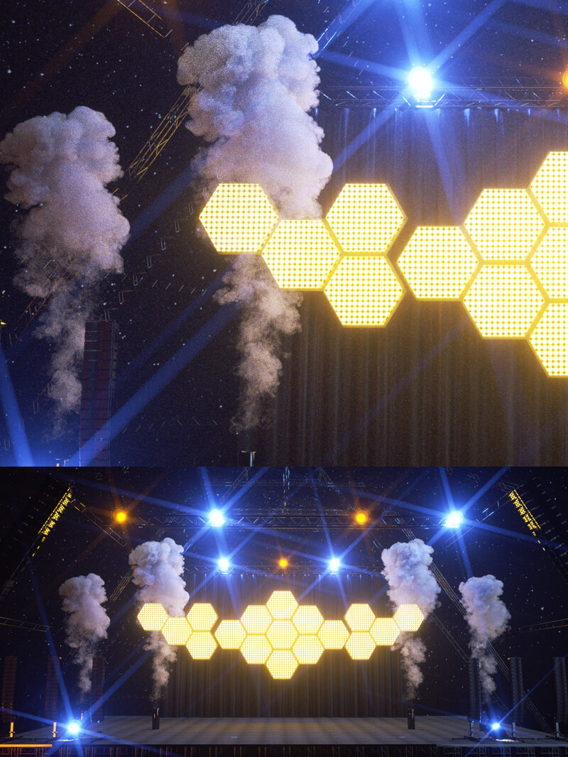 Free Concert Stage 3D Model with VDB Smoke