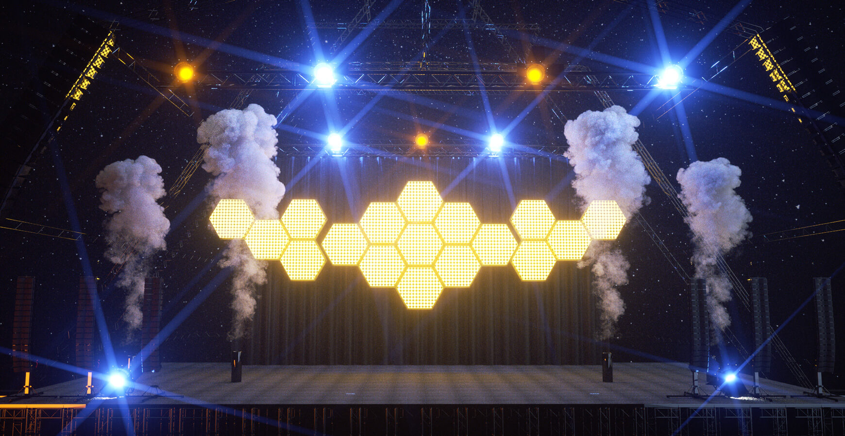 Free Concert Stage 3D Model with VDB Smoke